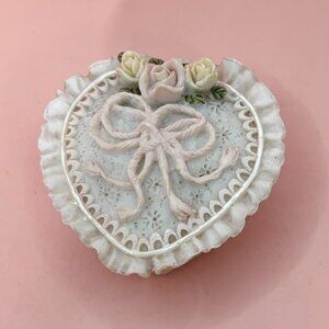 Hand-painted vintage heart keepsake box